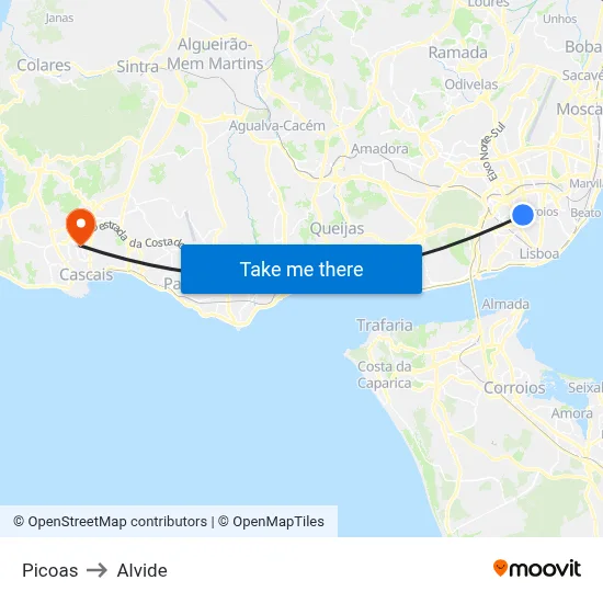 Picoas to Alvide map