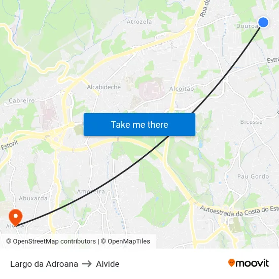 Largo da Adroana to Alvide map