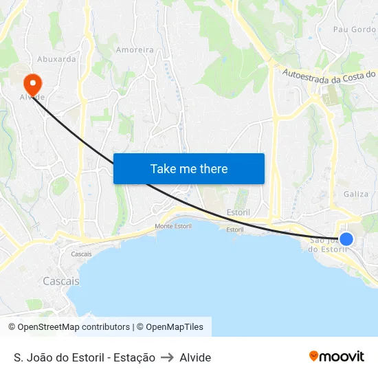 S. João do Estoril - Estação to Alvide map