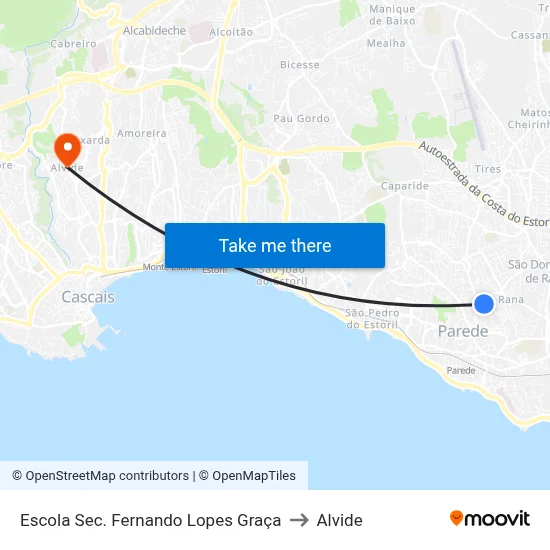 Escola Sec. Fernando Lopes Graça to Alvide map