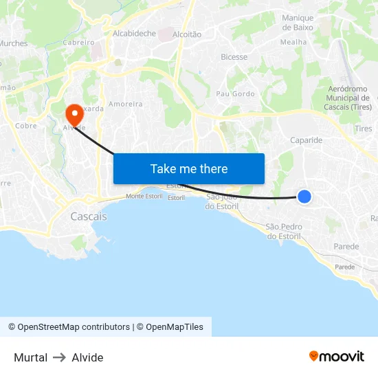 Murtal to Alvide map