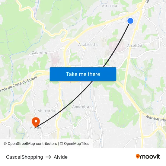 CascaiShopping to Alvide map