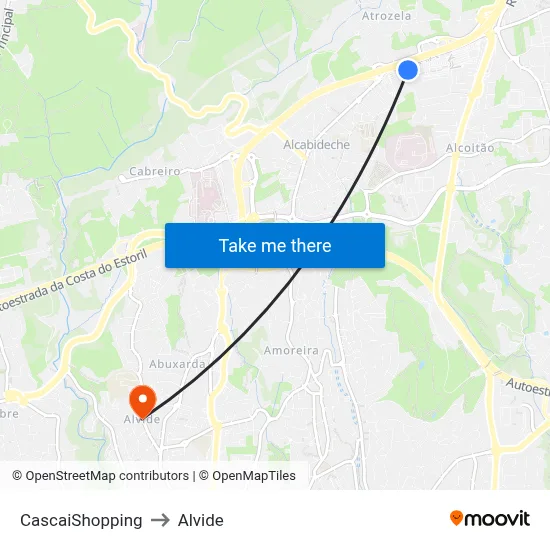 CascaiShopping to Alvide map