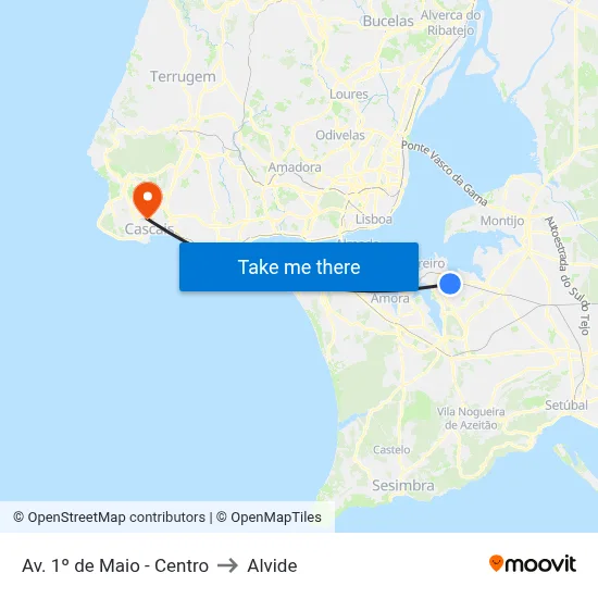 Av. 1º de Maio - Centro to Alvide map