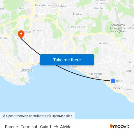 Parede - Terminal - Cais 1 to Alvide map