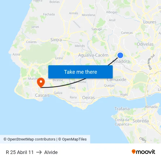 R 25 Abril 11 to Alvide map