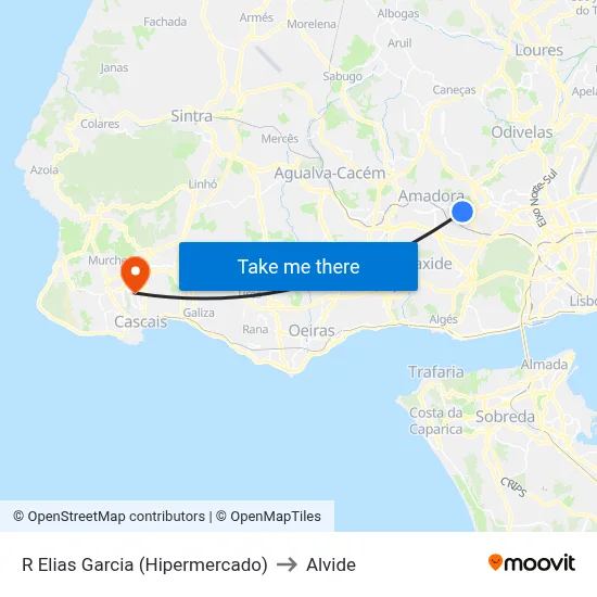 R Elias Garcia (Hipermercado) to Alvide map