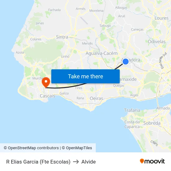 R Elias Garcia (Fte Escolas) to Alvide map