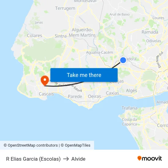 R Elias Garcia (Escolas) to Alvide map