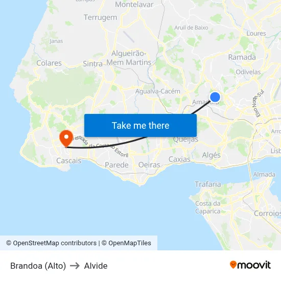 Brandoa (Alto) to Alvide map