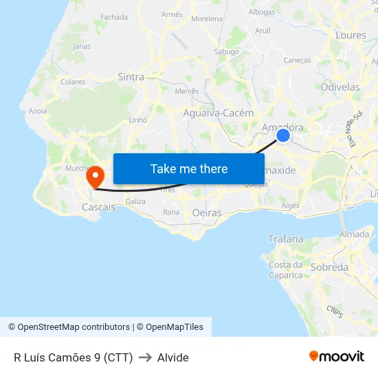 R Luís Camões 9 (CTT) to Alvide map