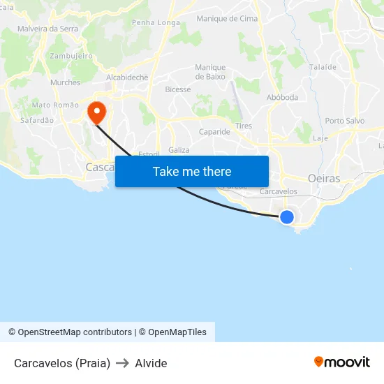 Carcavelos (Praia) to Alvide map