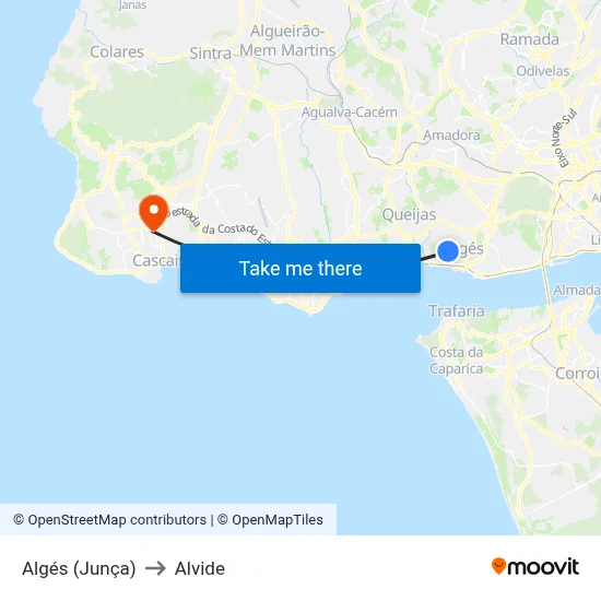 Algés (Junça) to Alvide map