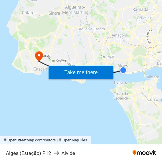 Algés (Estação) P12 to Alvide map