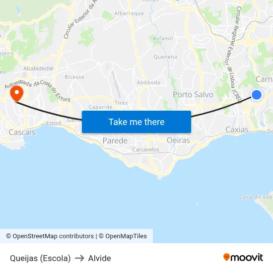Queijas (Escola) to Alvide map