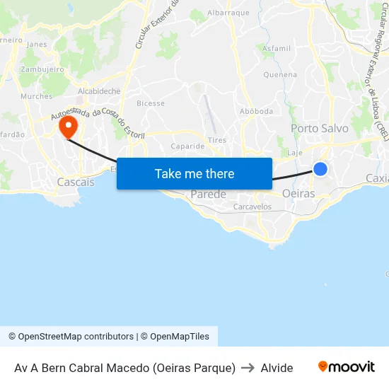Av A Bern Cabral Macedo (Oeiras Parque) to Alvide map
