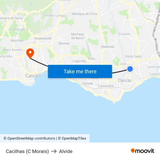 Cacilhas (C Morais) to Alvide map