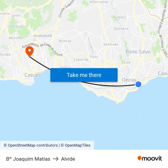 Bº Joaquim Matias to Alvide map