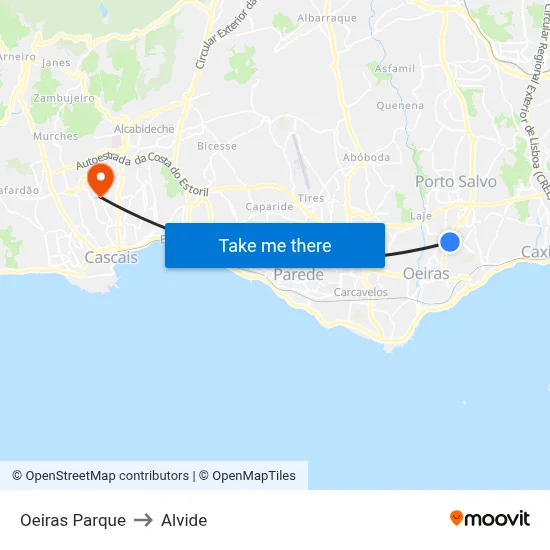 Oeiras Parque to Alvide map