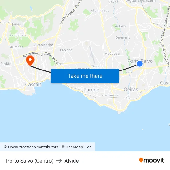 Porto Salvo (Centro) to Alvide map