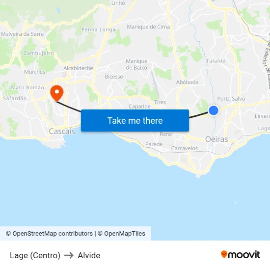 Lage (Centro) to Alvide map