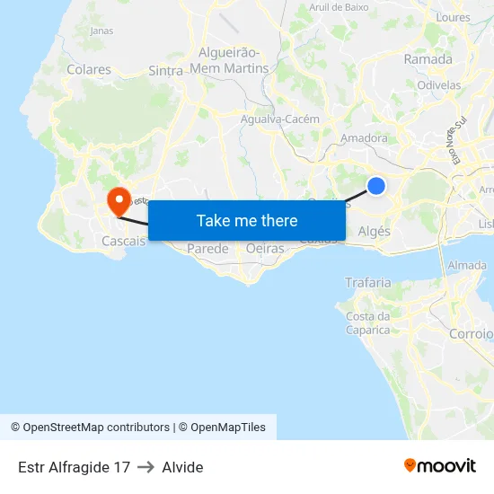 Estr Alfragide 17 to Alvide map