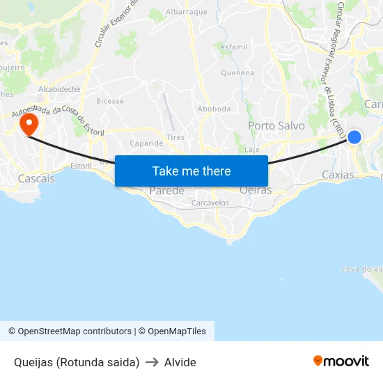 Queijas (Rotunda saida) to Alvide map