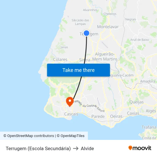 Terrugem (Escola Secundária) to Alvide map