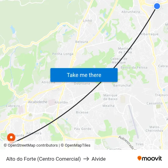 Alto do Forte (Centro Comercial) to Alvide map