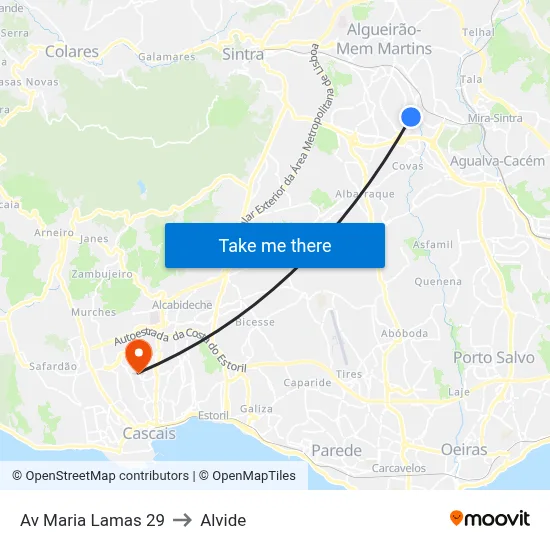 Av Maria Lamas 29 to Alvide map