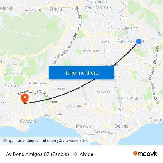 Av Bons Amigos 87 (Escola) to Alvide map