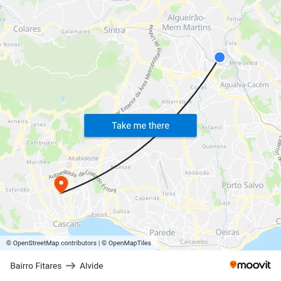 Bairro Fitares to Alvide map