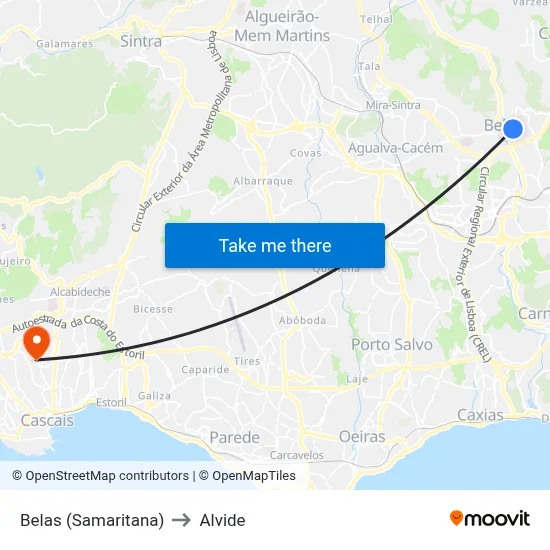 Belas (Samaritana) to Alvide map