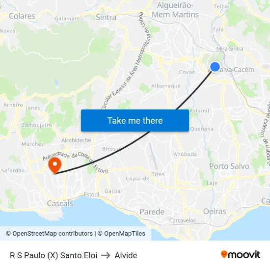 R S Paulo (X) Santo Eloi to Alvide map