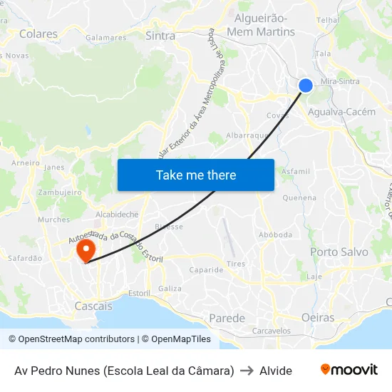 Av Pedro Nunes (Escola Leal da Câmara) to Alvide map
