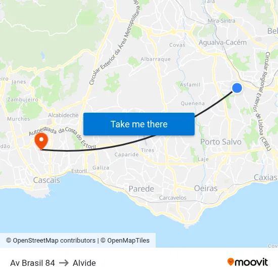 Av Brasil 84 to Alvide map