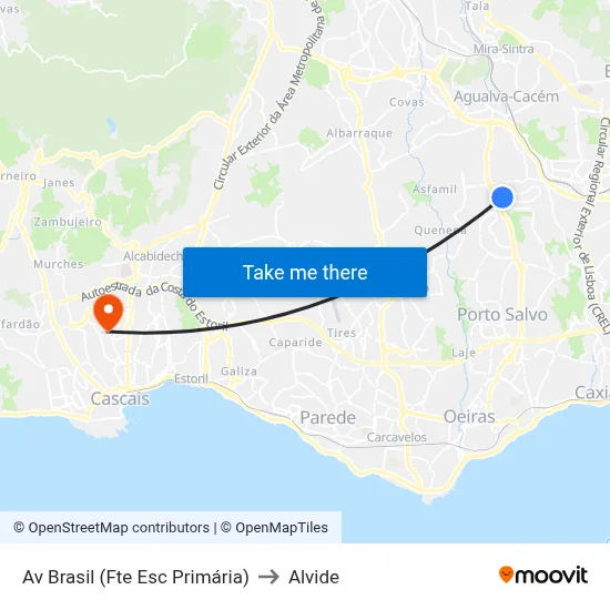 Av Brasil (Fte Esc Primária) to Alvide map