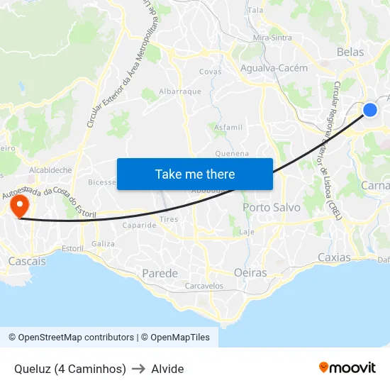 Queluz (4 Caminhos) to Alvide map