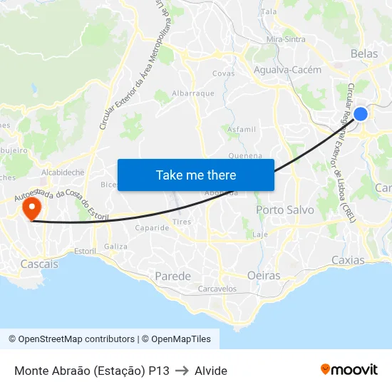 Monte Abraão (Estação) P13 to Alvide map