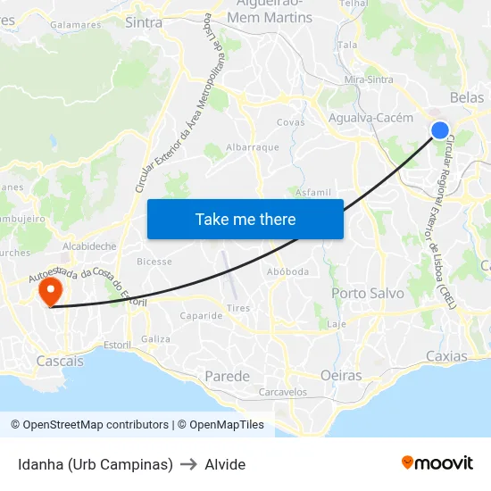 Idanha (Urb Campinas) to Alvide map