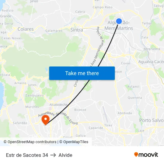 Estr de Sacotes 34 to Alvide map