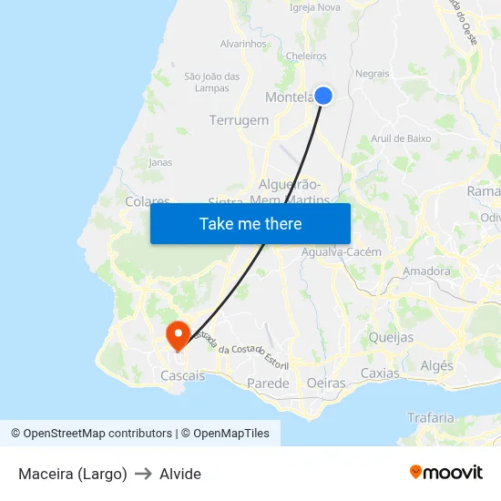 Maceira (Largo) to Alvide map