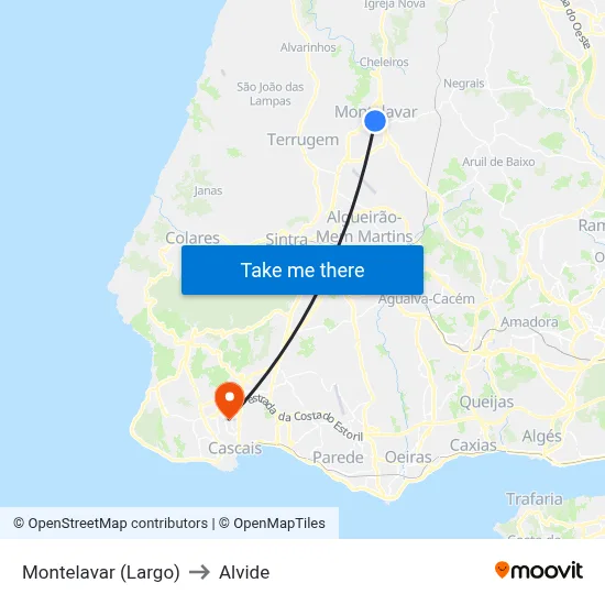 Montelavar (Largo) to Alvide map