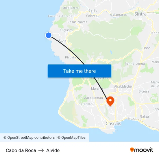 Cabo da Roca to Alvide map