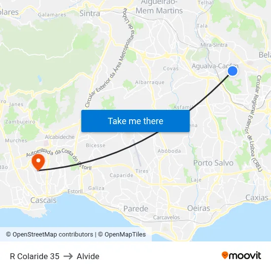 R Colaride 35 to Alvide map