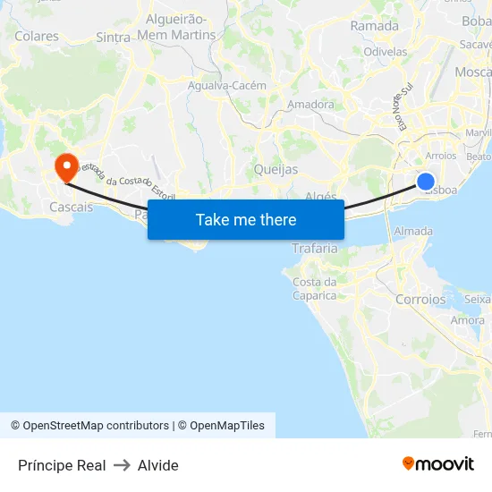 Príncipe Real to Alvide map