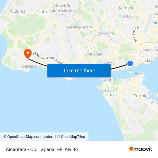 Alcântara - Cç. Tapada to Alvide map
