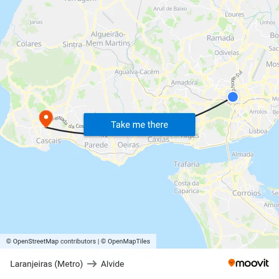 Laranjeiras (Metro) to Alvide map