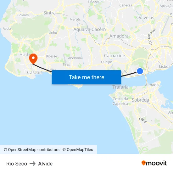 Rio Seco to Alvide map