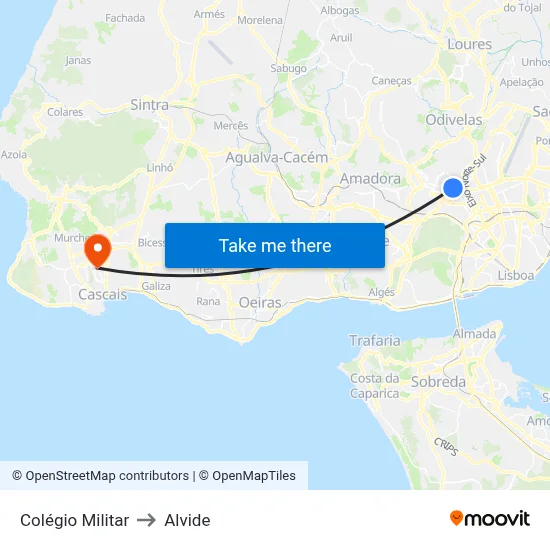 Colégio Militar to Alvide map